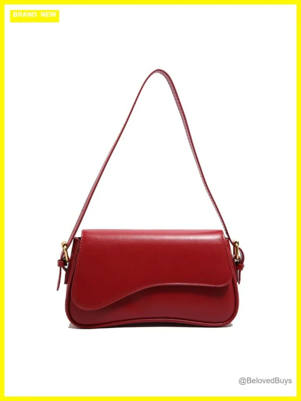 Vegetarian Leather Handbag, Shoulder Bag with Magnetic Buckle